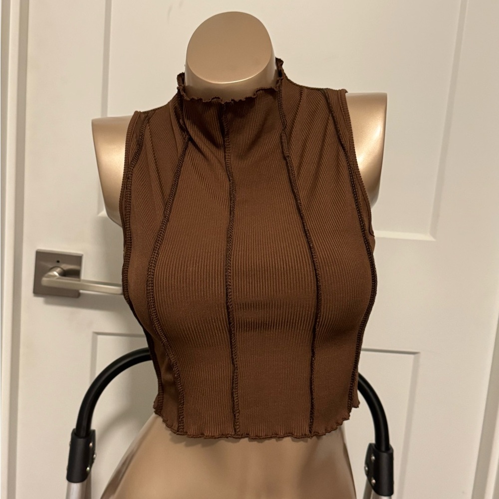 Nasty Gal Brown Mock Neck Tank